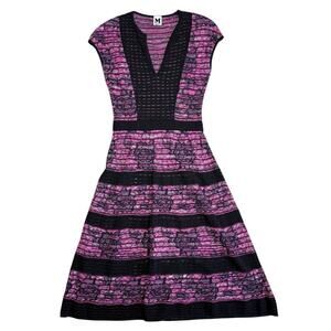 Missoni Y2K Pink Black Fit and Flare Knit Dress XS